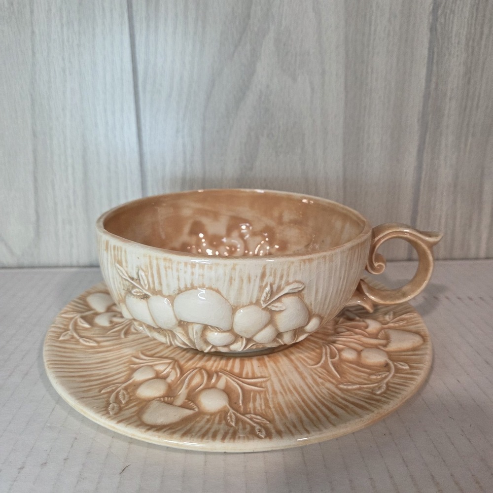 1 Set Arnels Mushroom Coffee Cup & Saucer Handmade Ceramic Cottage Core